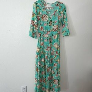 Sunday Mi Amor Blue Floral Teel Dress Anthropologie